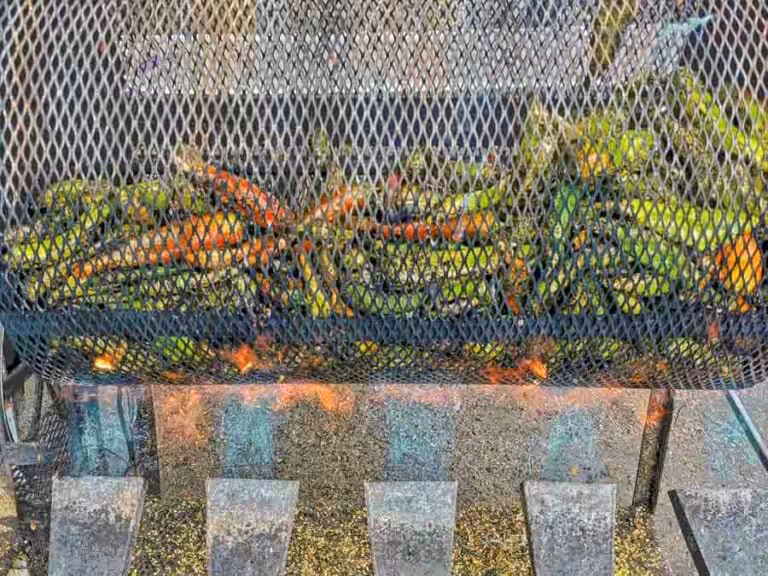 Red and green New Mexico chile roasting in Albuquerque