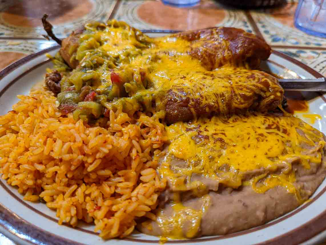 a delicious New Mexican chile relleno plate
