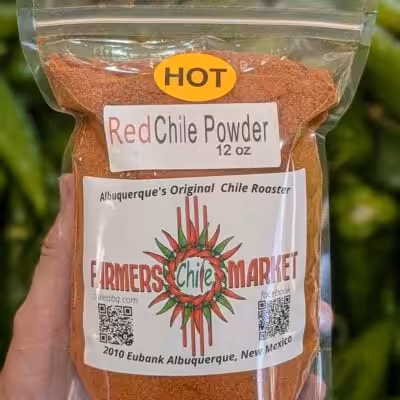 12 ounces of Farmers Chile Market Hatch red chile powder