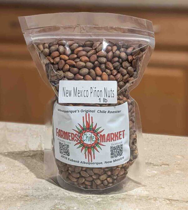 a 1 lb bag of Farmers Chile Market Pinon nuts