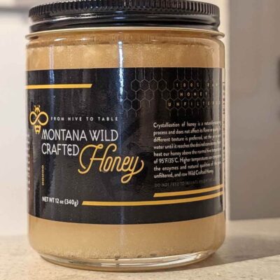 a 12 ounce jar of Montana wild raw honey