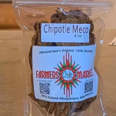 a bag full of chipotle Meco a prized mexican smoke dried chile