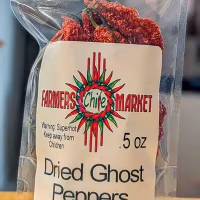 a bag of dried ghost pepper chilies