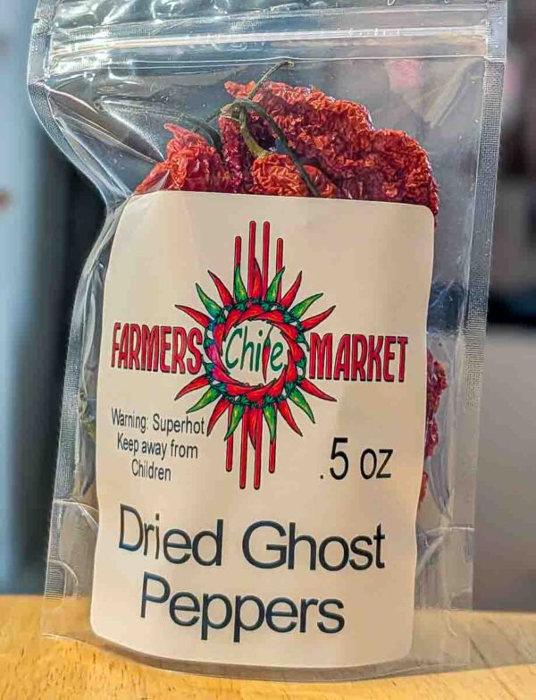 a bag of dried ghost pepper chilies